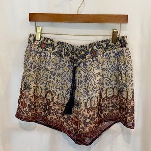 Joie Silk Boho Printed Pull On Drawstring Shorts M